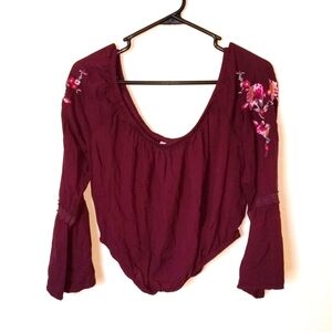 Xhilaration Boho Cropped Peasant Top